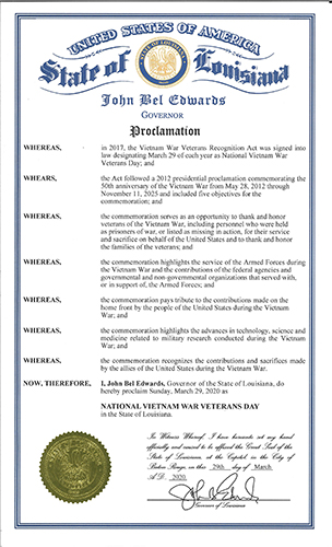 2020 Louisiana state proclamation